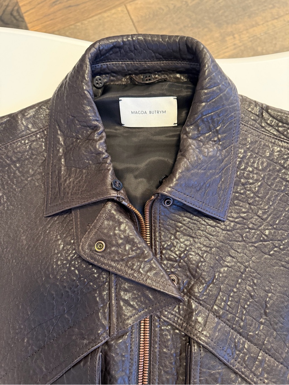 Magda Butrym chocolate brown leather jacket 36 - Picture 8 of 12